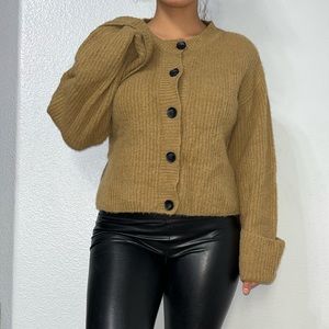Dress forum tan button down sweater